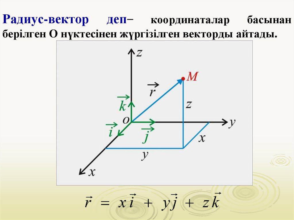 Радиус-вектор деп− координаталар басынан берілген О нүктесінен жүргізілген векторды айтады.