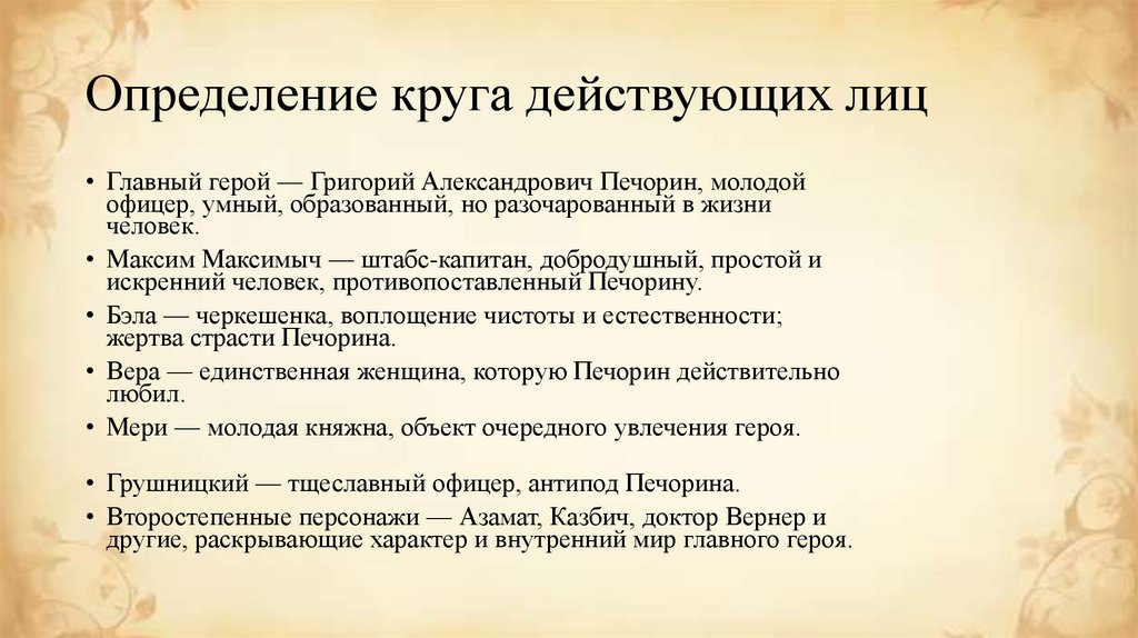 Определение круга действующих лиц