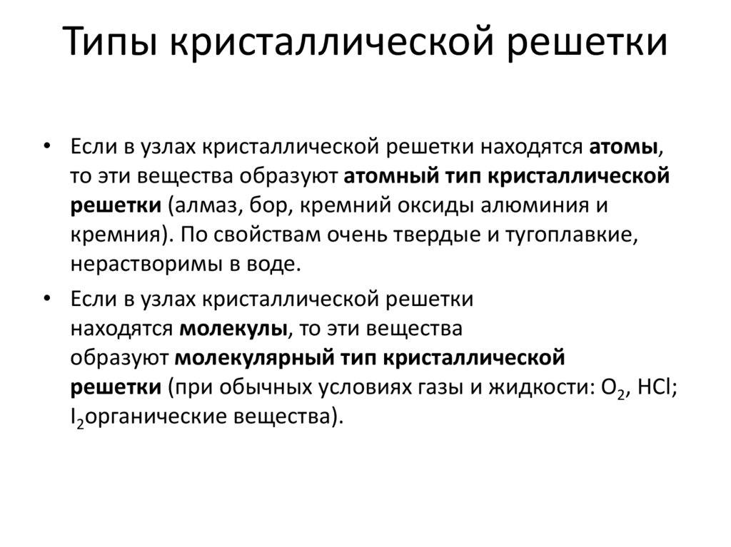 Типы кристаллической решетки
