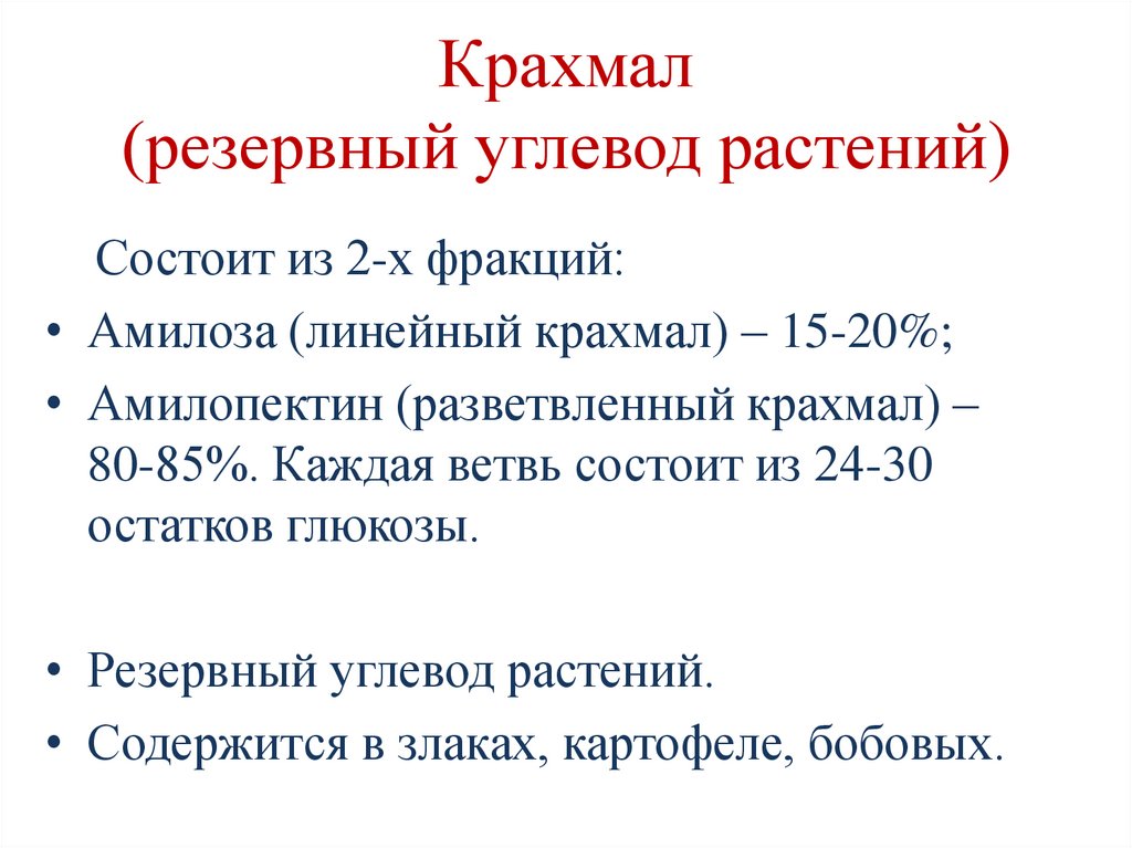 Крахмал (резервный углевод растений)