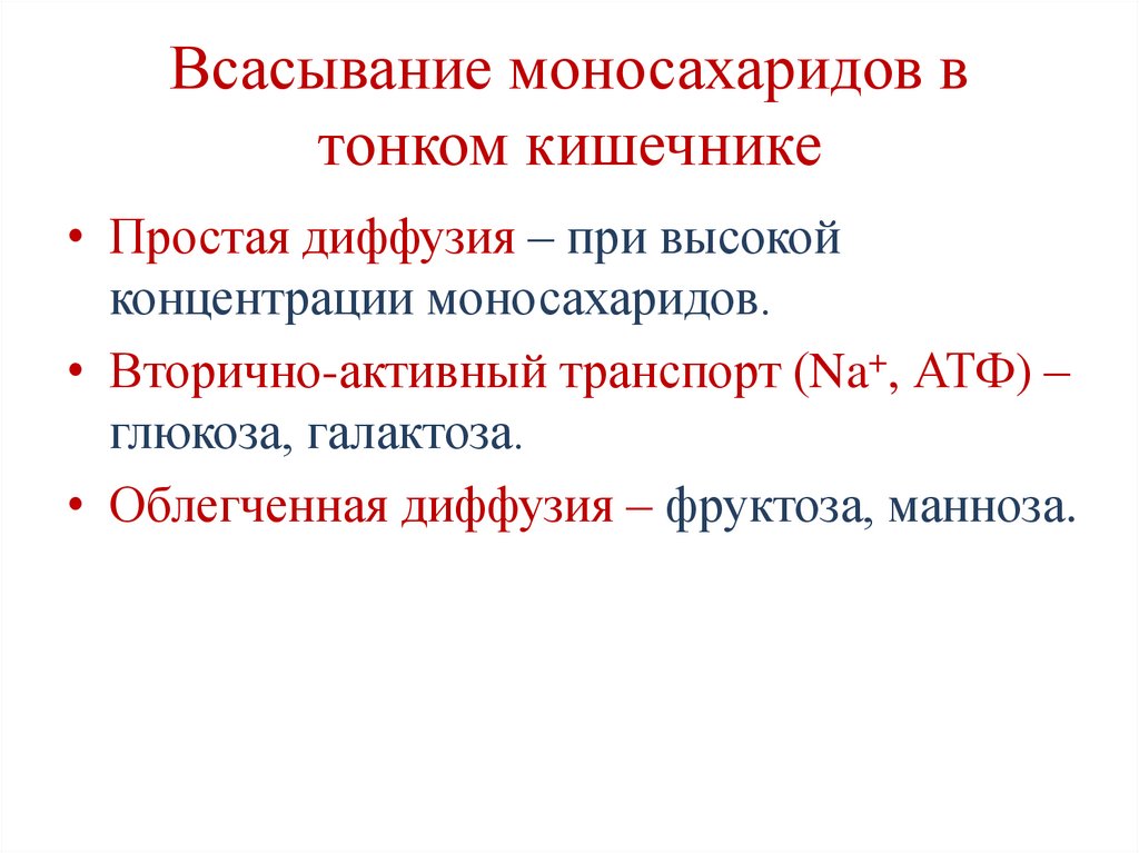 Всасывание моносахаридов в тонком кишечнике