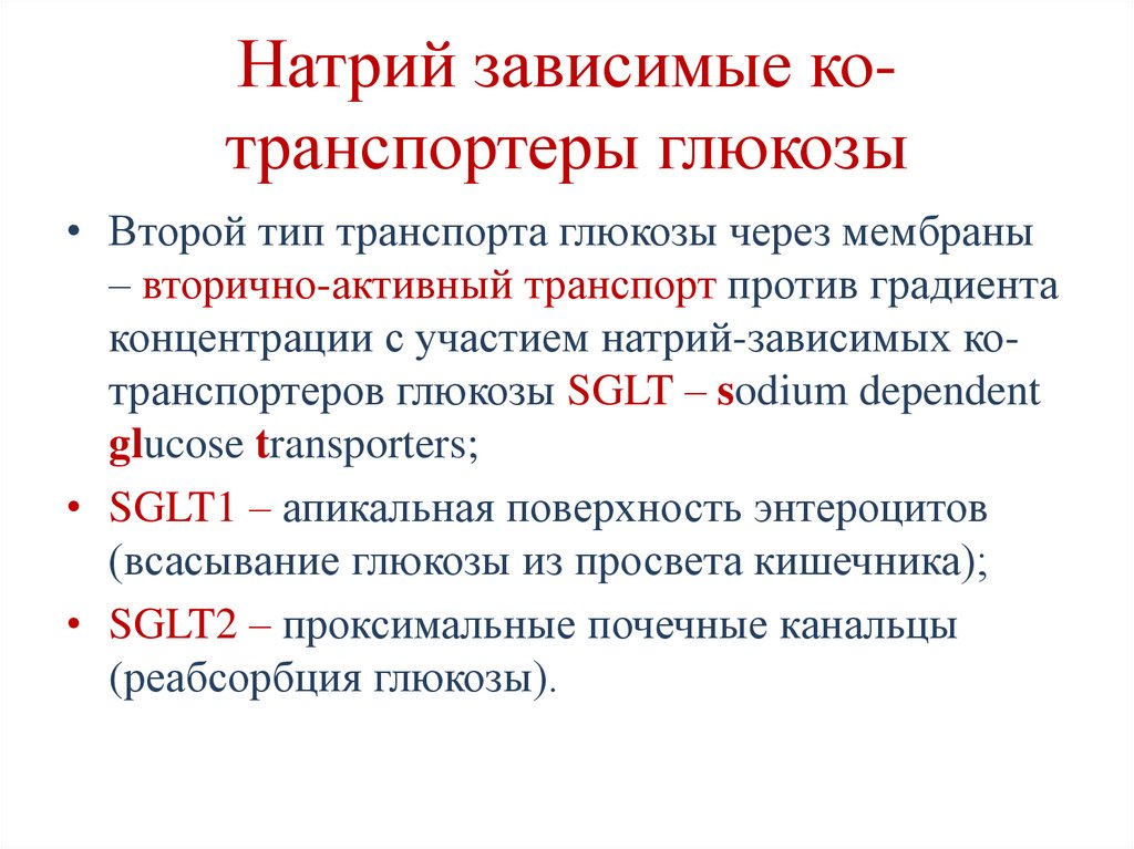 Натрий зависимые ко-транспортеры глюкозы