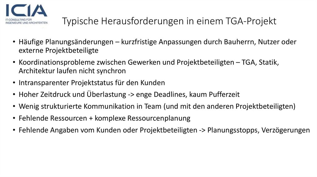 Typische Herausforderungen in einem TGA-Projekt