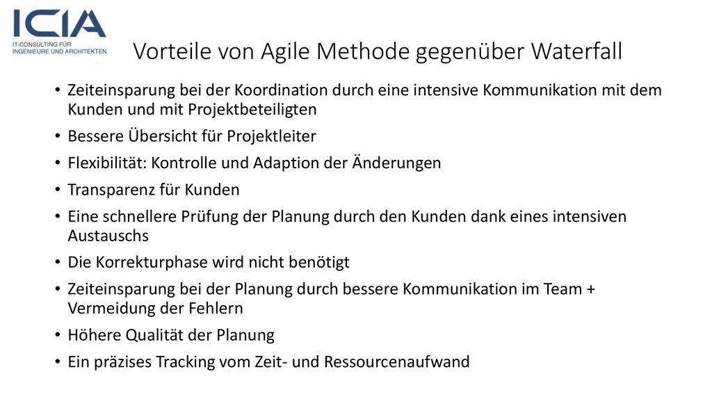 Vorteile von Agile Methode gegenüber Waterfall