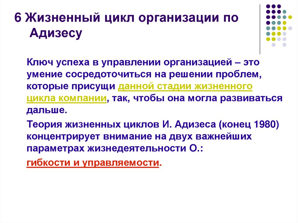 6 Жизненный цикл организации по Адизесу