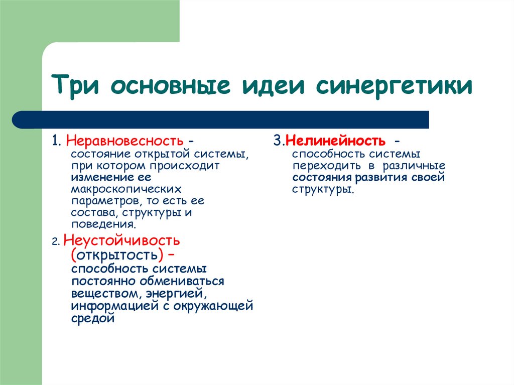 Три основные идеи синергетики