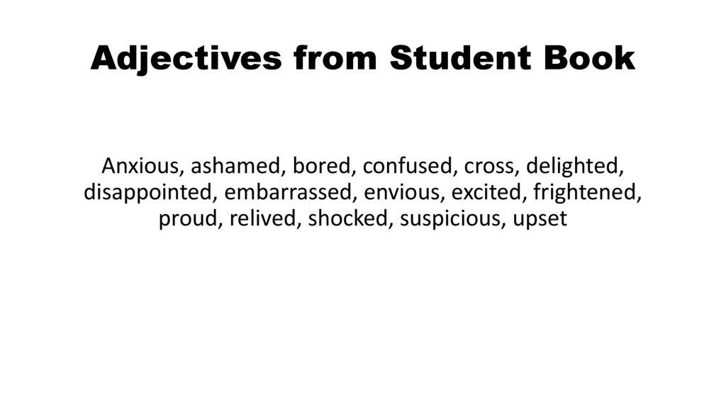 Adjectives from Student Book