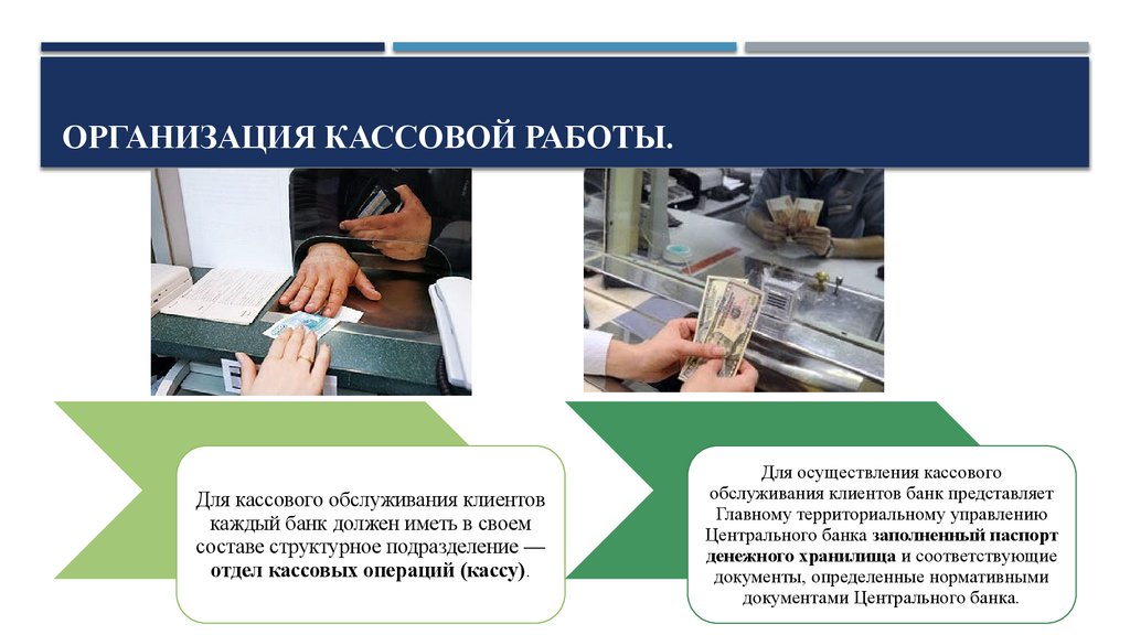 ОРГАНИЗАЦИЯ КАССОВОЙ РАБОТЫ.