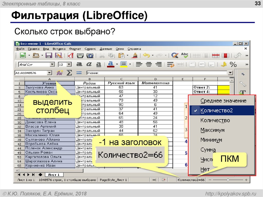 Фильтрация (LibreOffice)