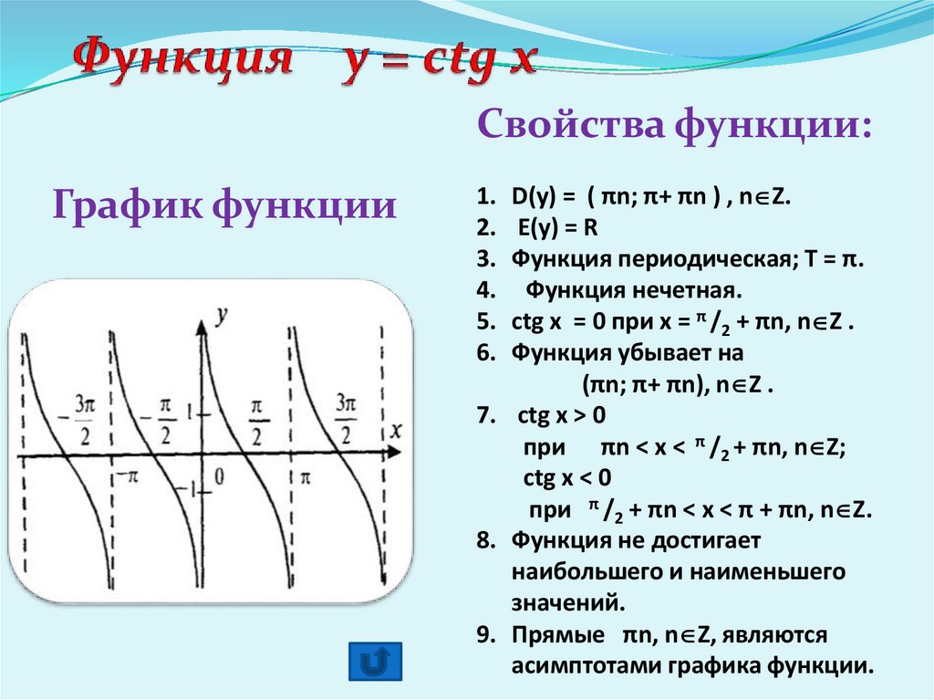 Функция y = ctg x