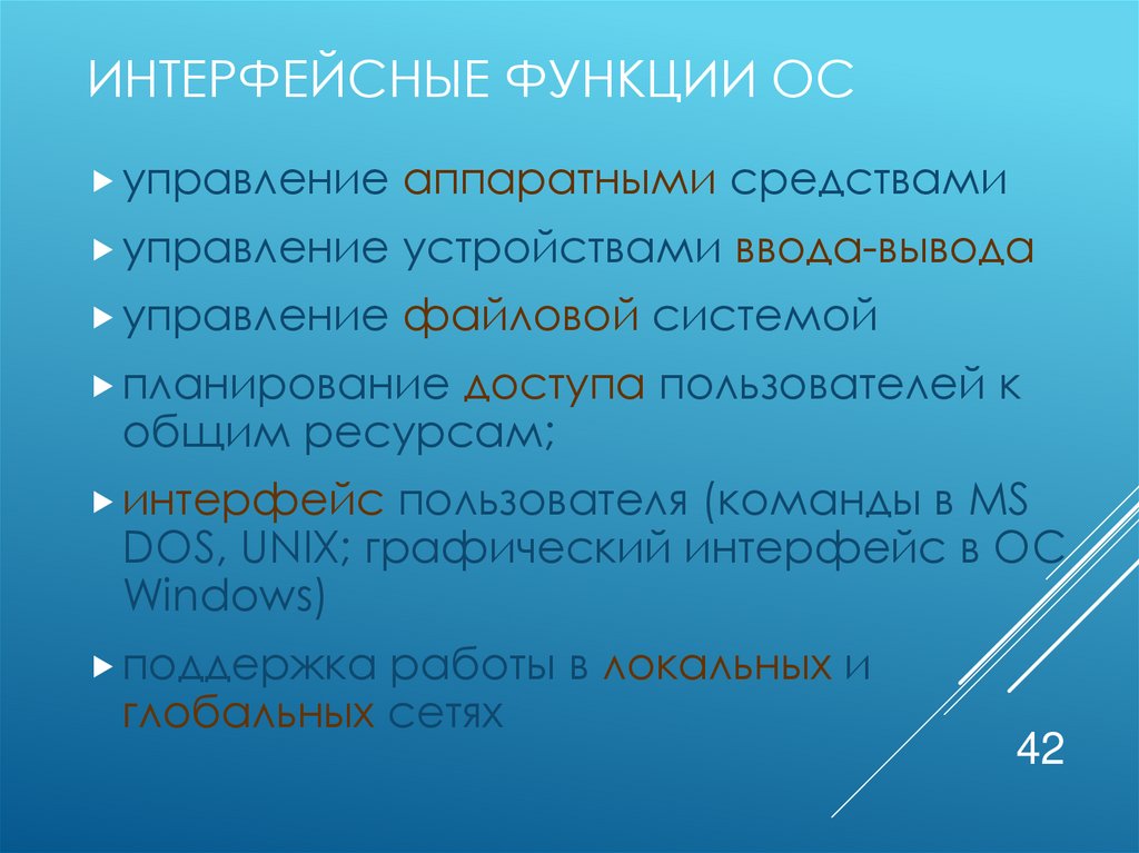 Интерфейсные функции ОС