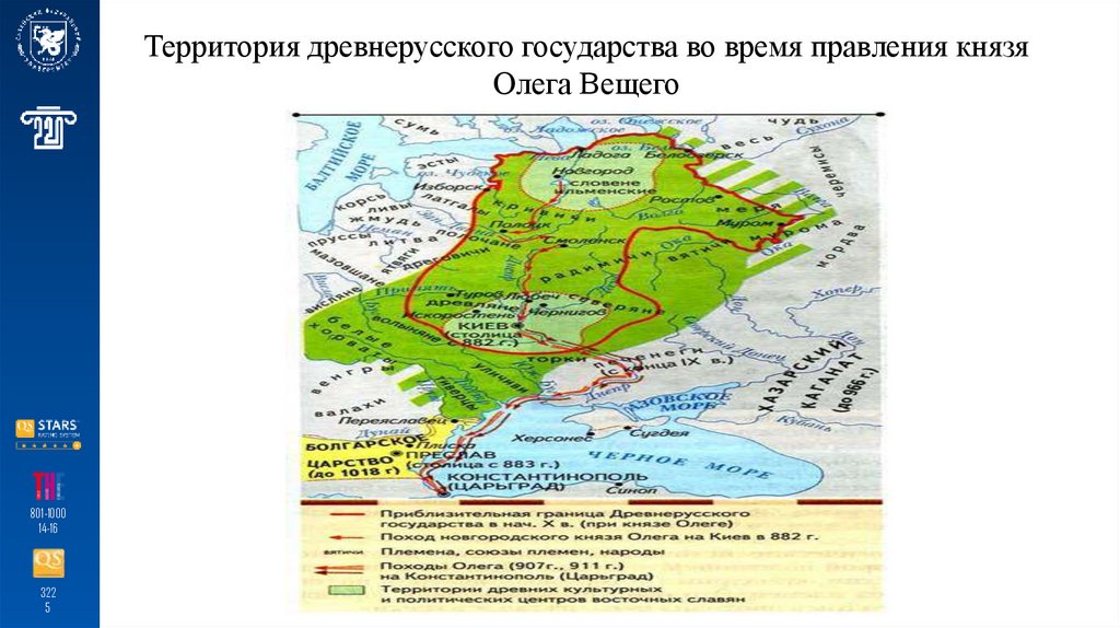 Территория древнерусского государства во время правления князя Олега Вещего