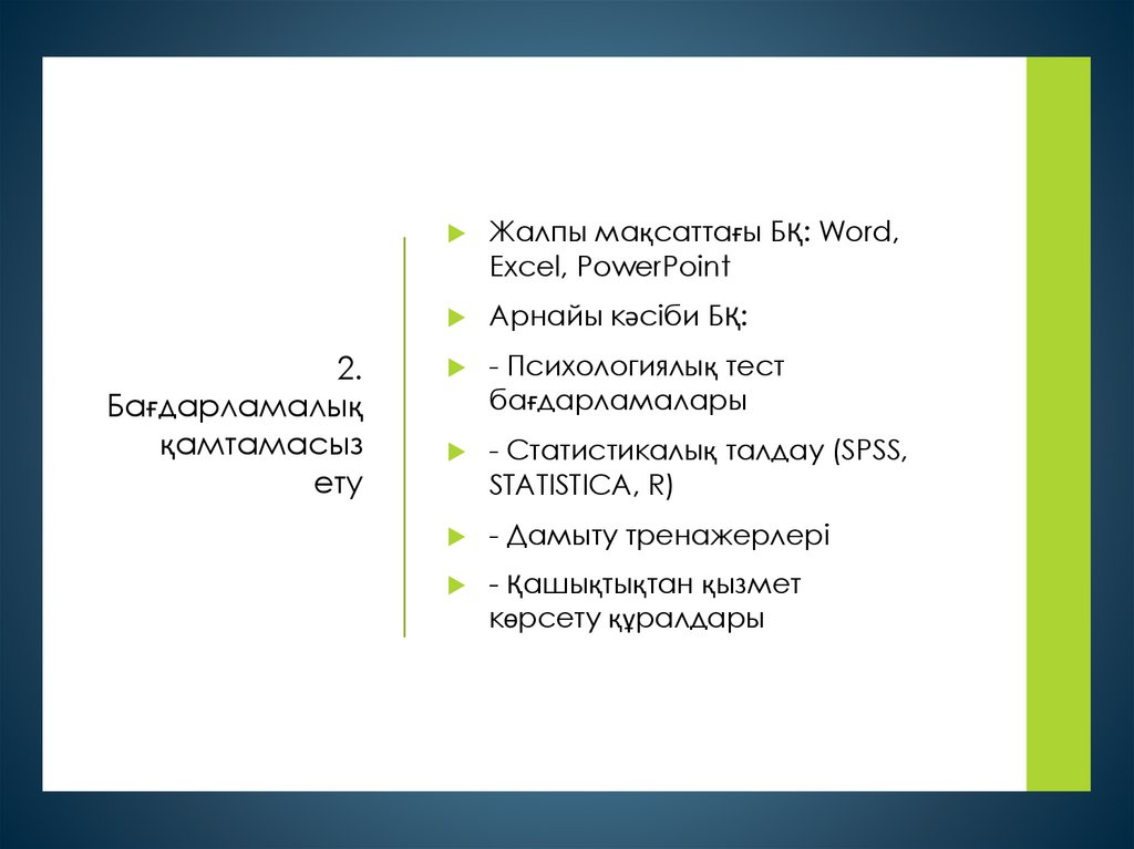 2. Бағдарламалық қамтамасыз ету