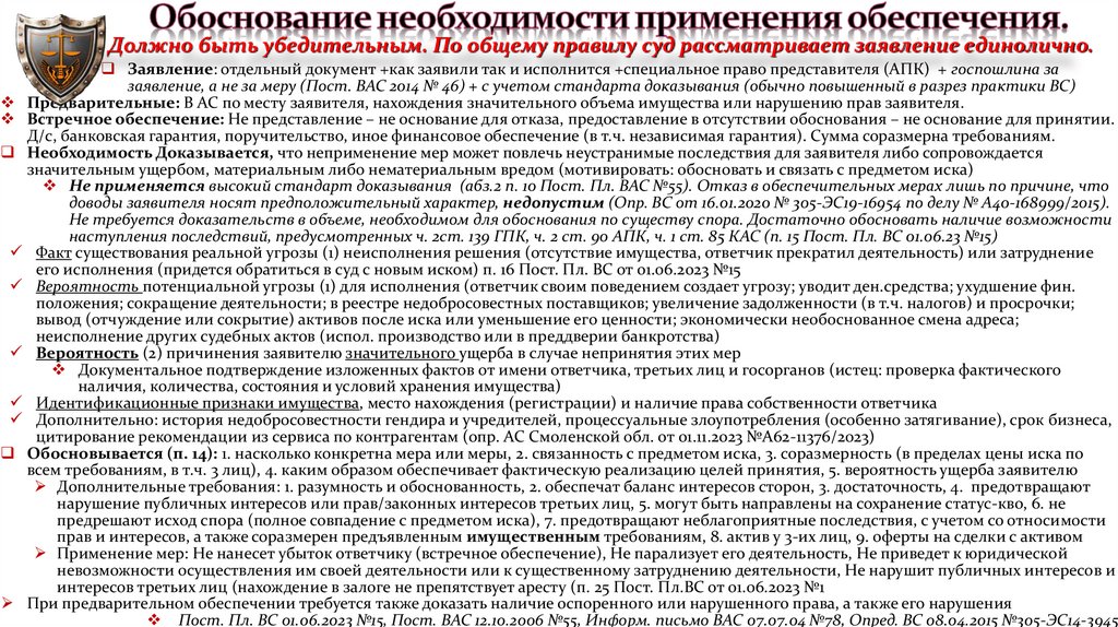 Обоснование необходимости применения обеспечения.