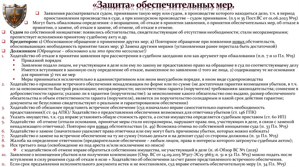 «Защита» обеспечительных мер.