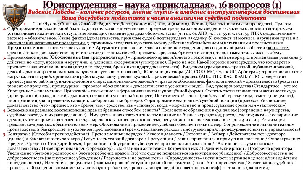 Юриспруденция – наука «прикладная». 16 вопросов (1)