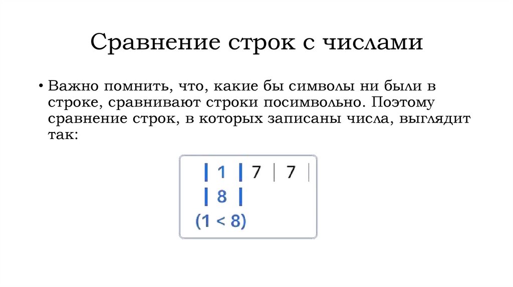 Сравнение строк с числами
