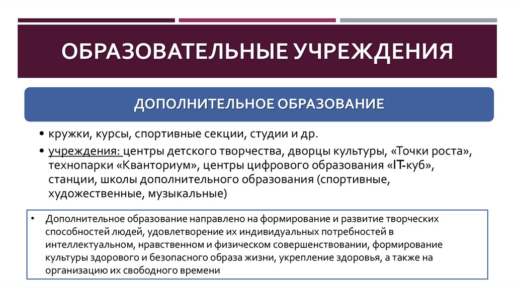 ОБРАЗОВАТЕЛЬНЫЕ УЧРЕЖДЕНИЯ