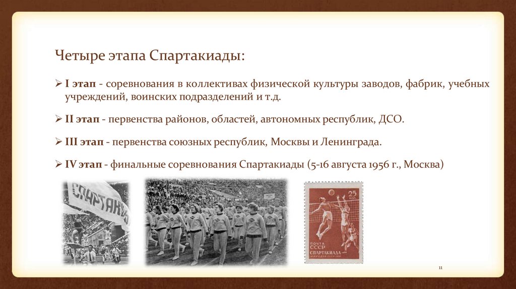 Четыре этапа Спартакиады: