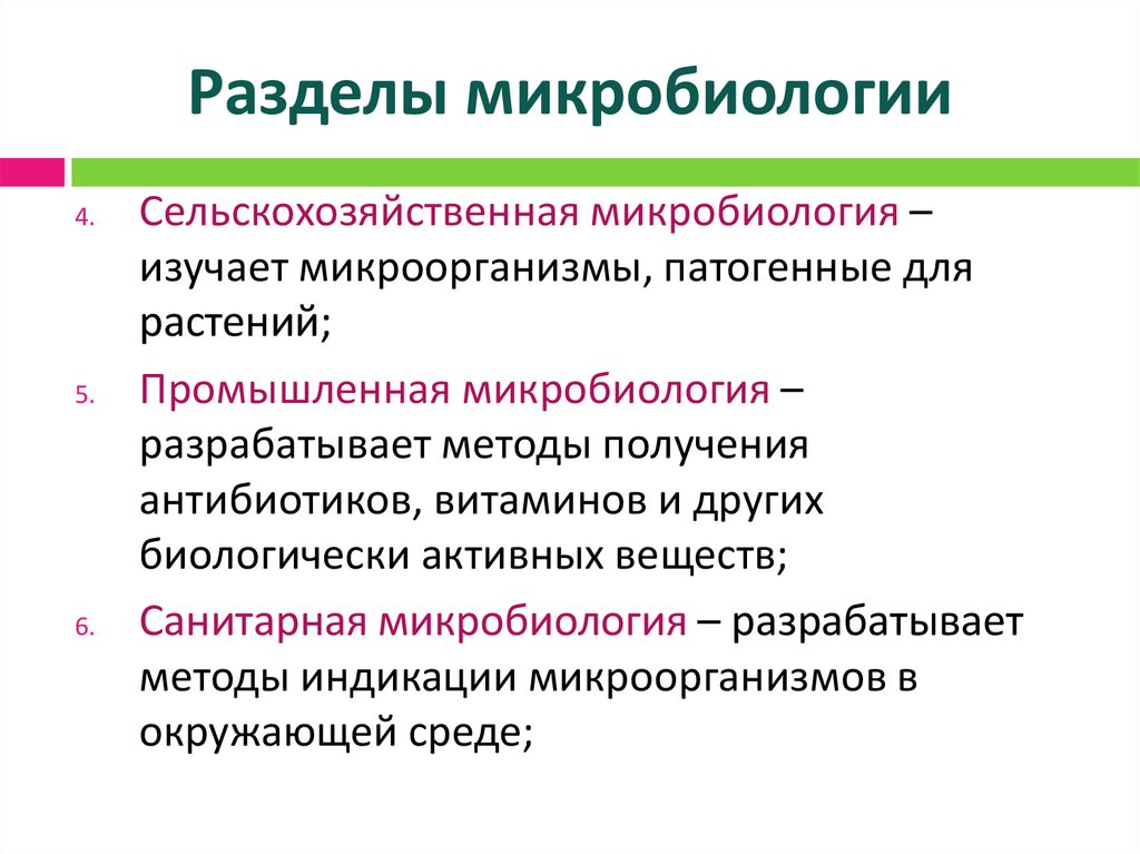 Разделы микробиологии