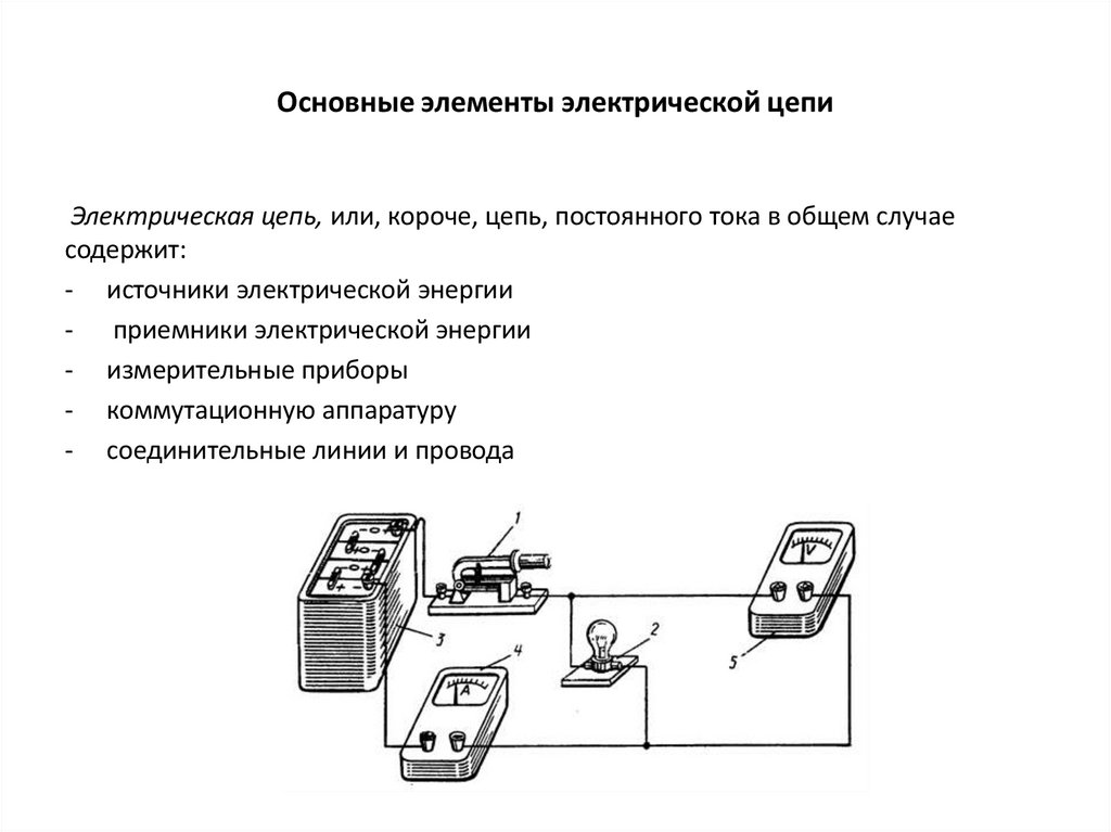 Основные элементы электрической цепи