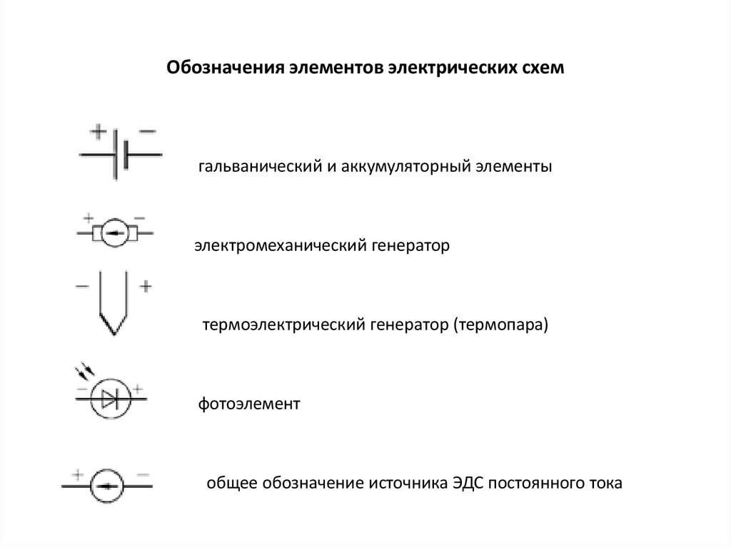 Обозначения элементов электрических схем