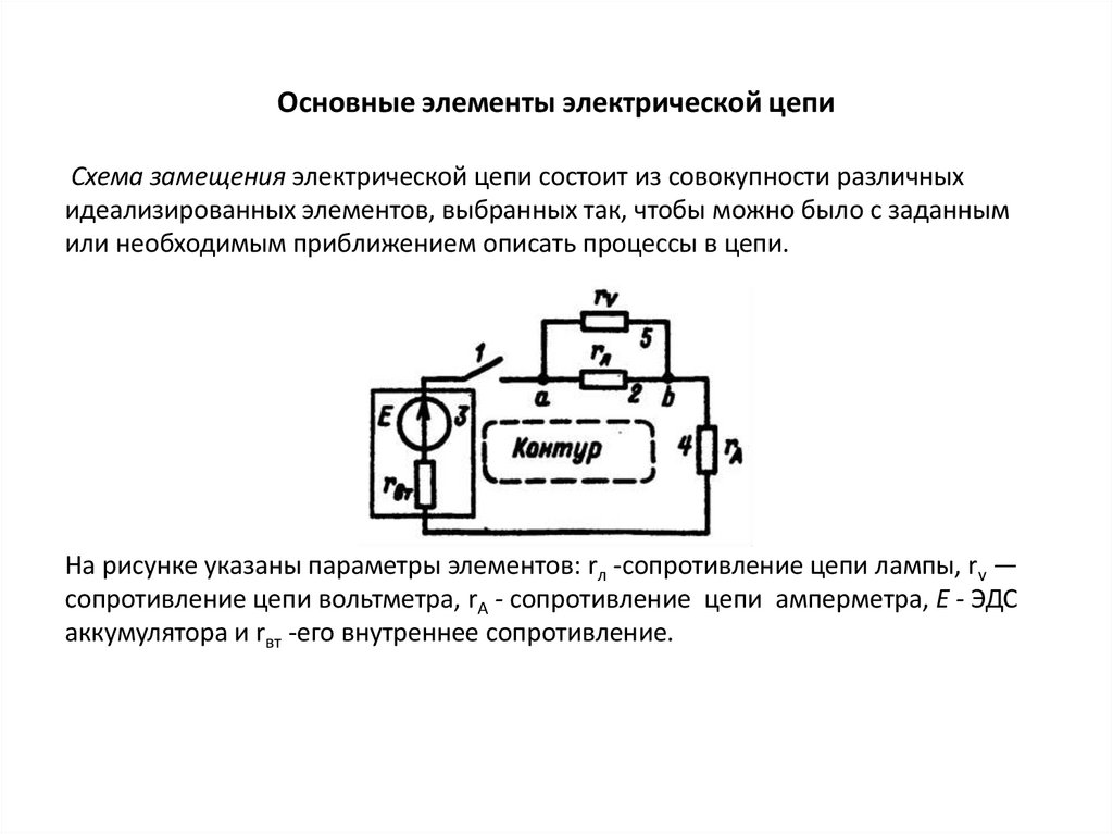 Основные элементы электрической цепи