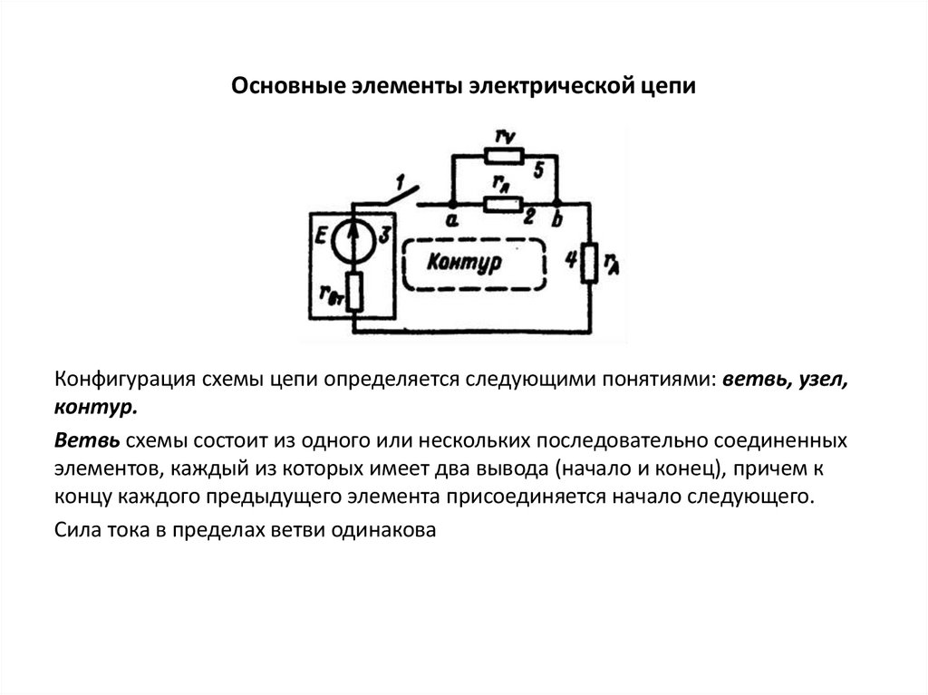Основные элементы электрической цепи