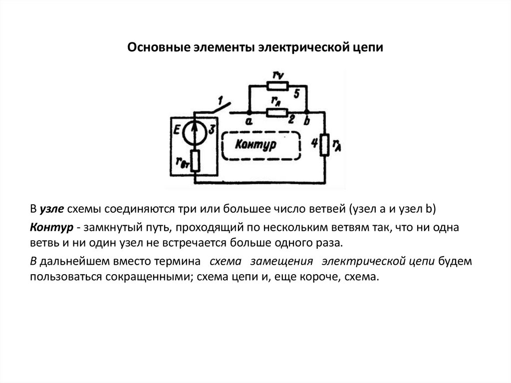 Основные элементы электрической цепи