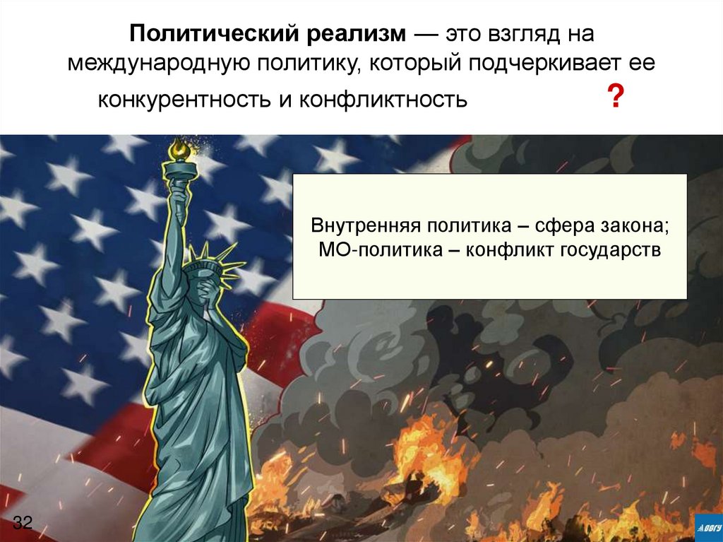 Политический реализм — это взгляд на международную политику, который подчеркивает ее конкурентность и конфликтность ?