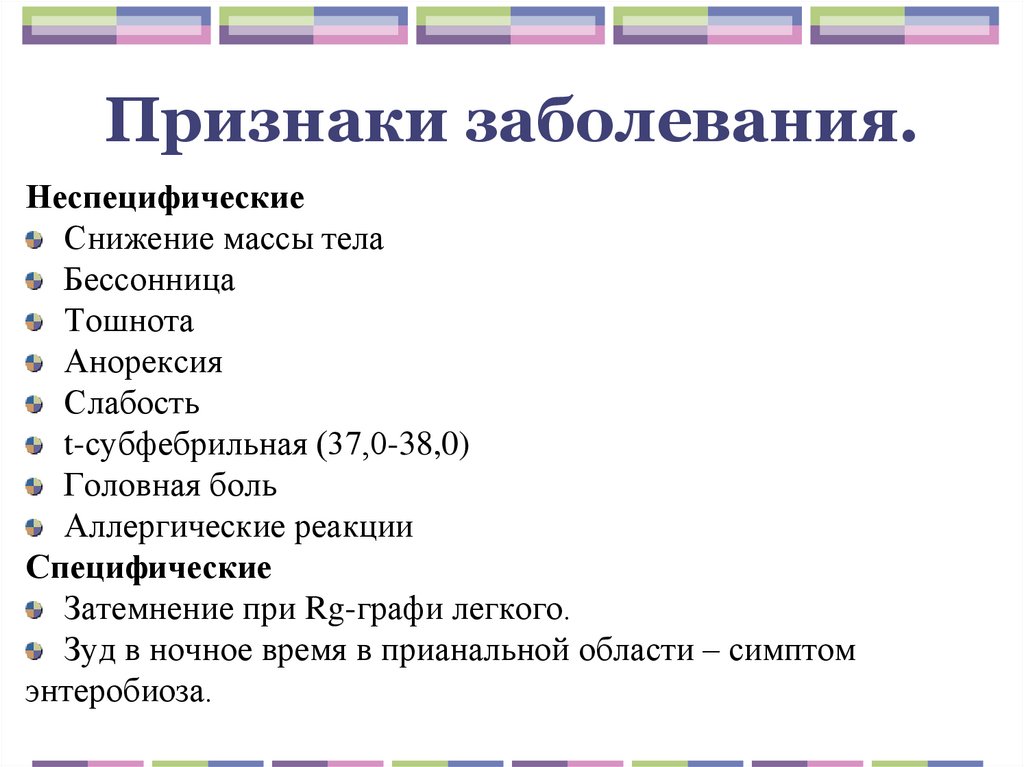 Признаки заболевания.