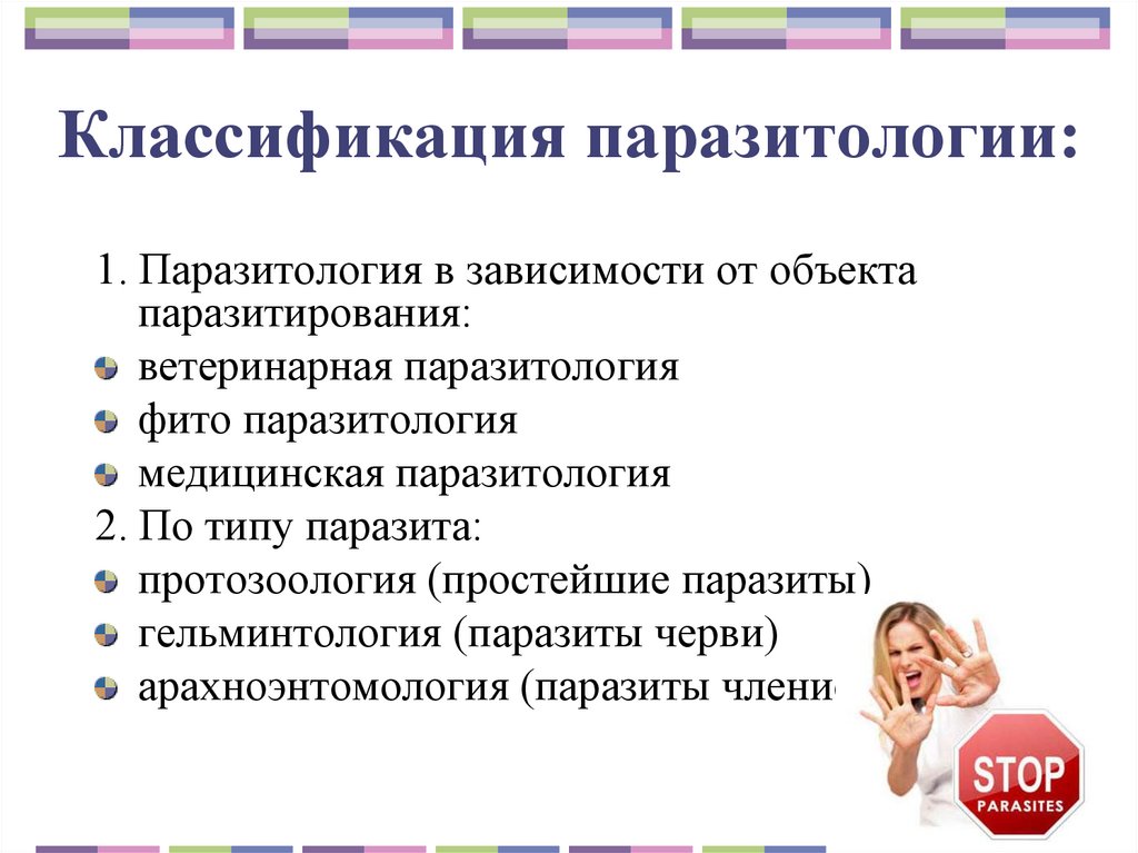 Классификация паразитологии: