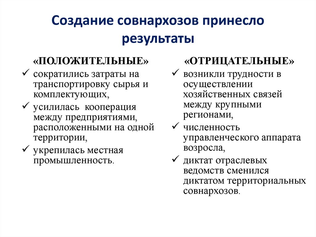 Создание совнархозов принесло результаты