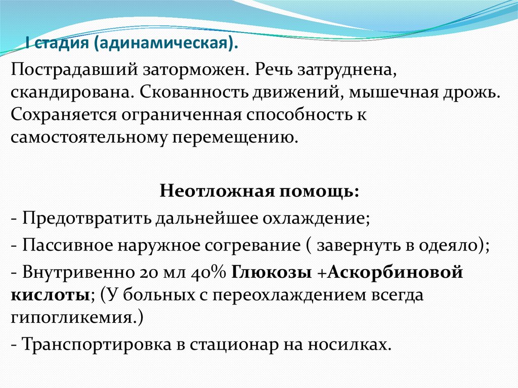 I стадия (адинамическая).