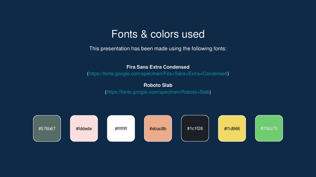 Fonts & colors used