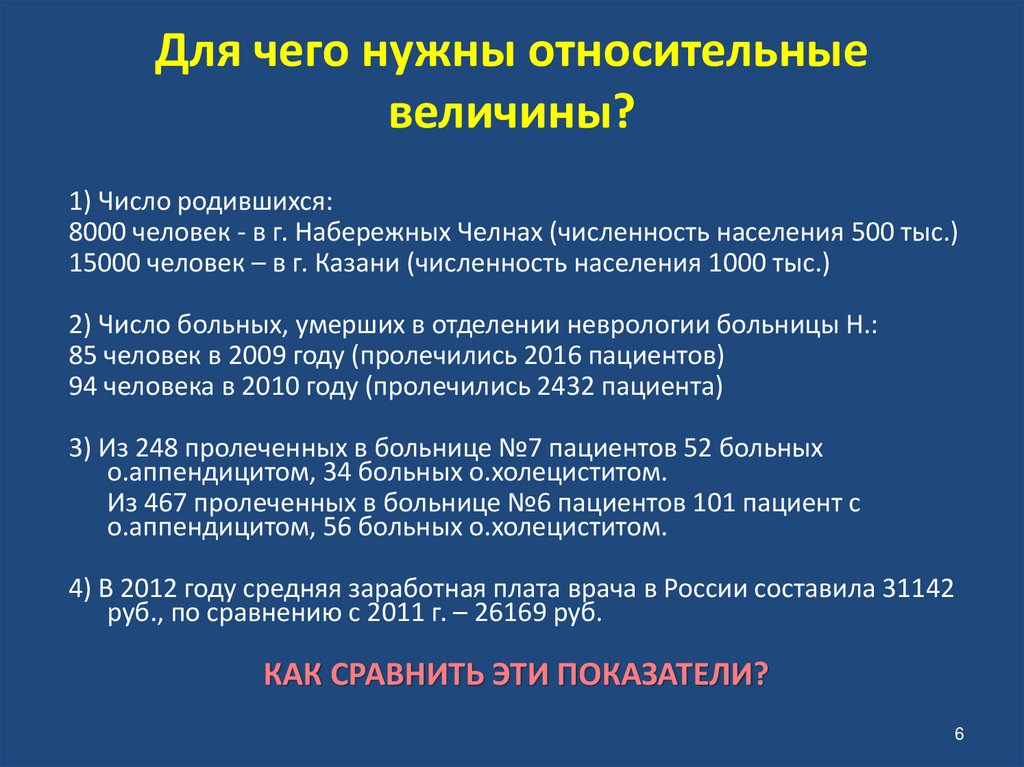 Для чего нужны относительные величины?