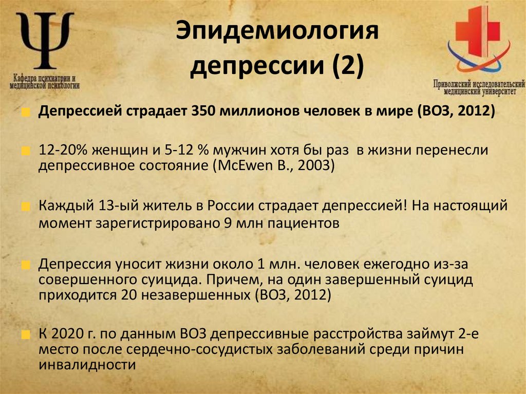 Эпидемиология депрессии (2)