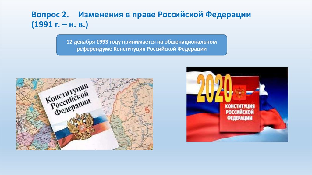 Вопрос 2. Изменения в праве Российской Федерации (1991 г. – н. в.)