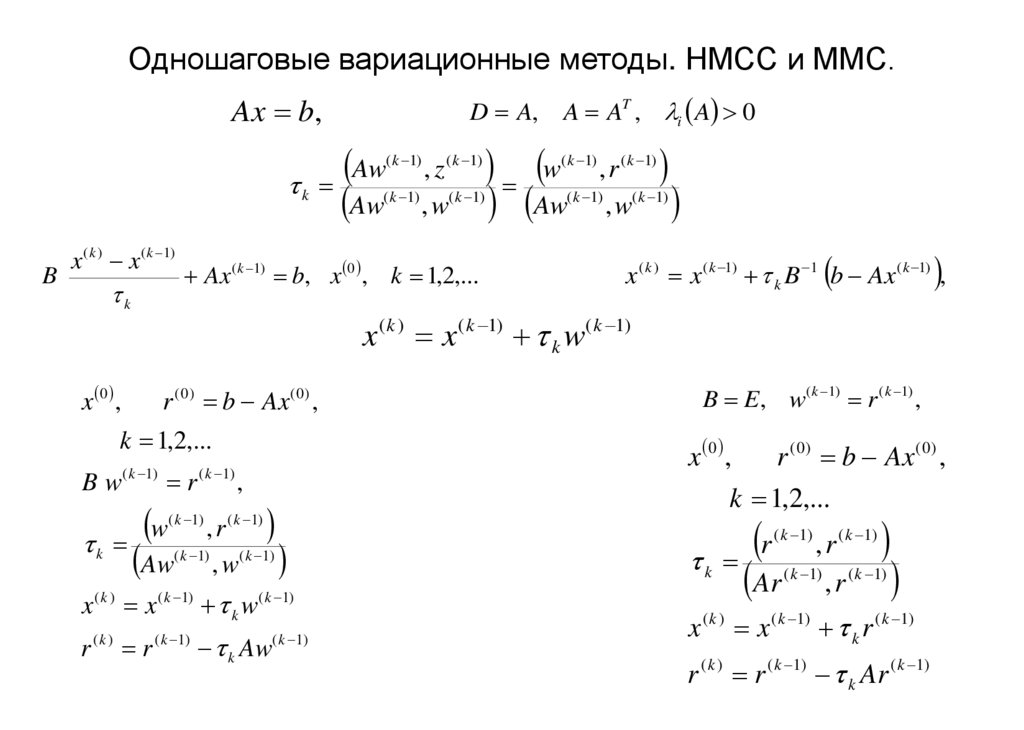 Одношаговые вариационные методы. НМСС и ММС.