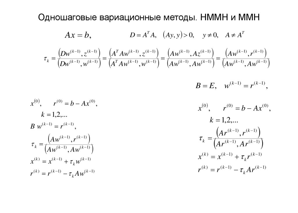 Одношаговые вариационные методы. НММН и ММН