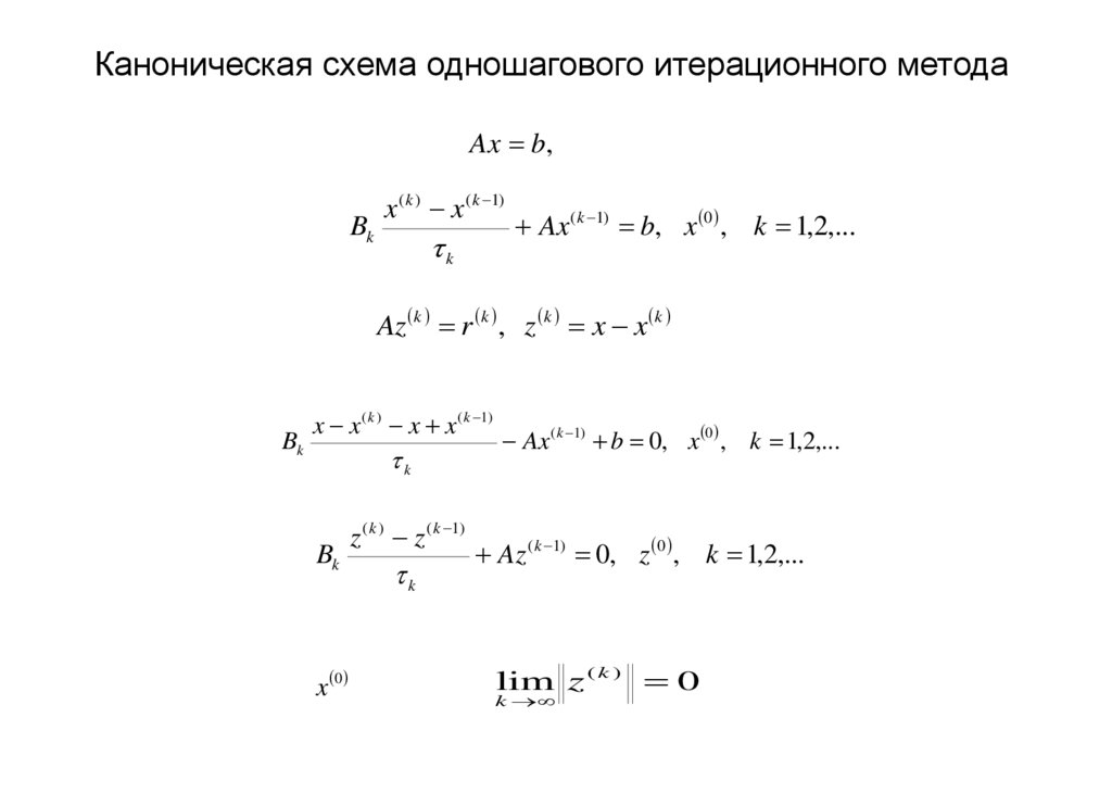 Каноническая схема одношагового итерационного метода