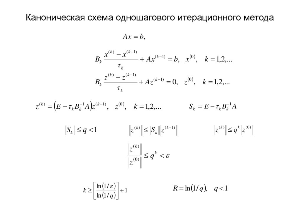 Каноническая схема одношагового итерационного метода