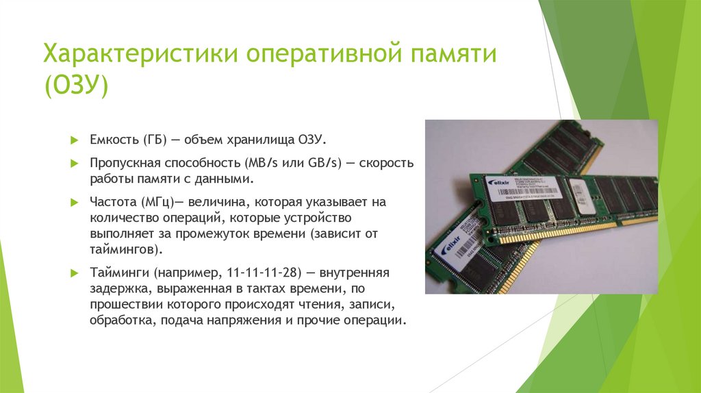 Характеристики оперативной памяти (ОЗУ)