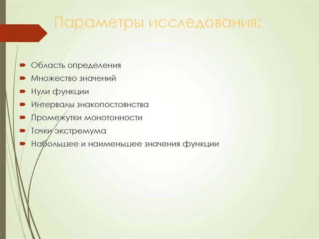 Параметры исследования: