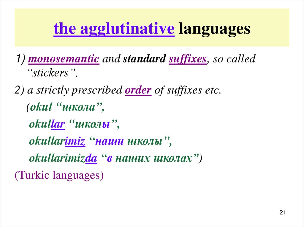 the agglutinative languages