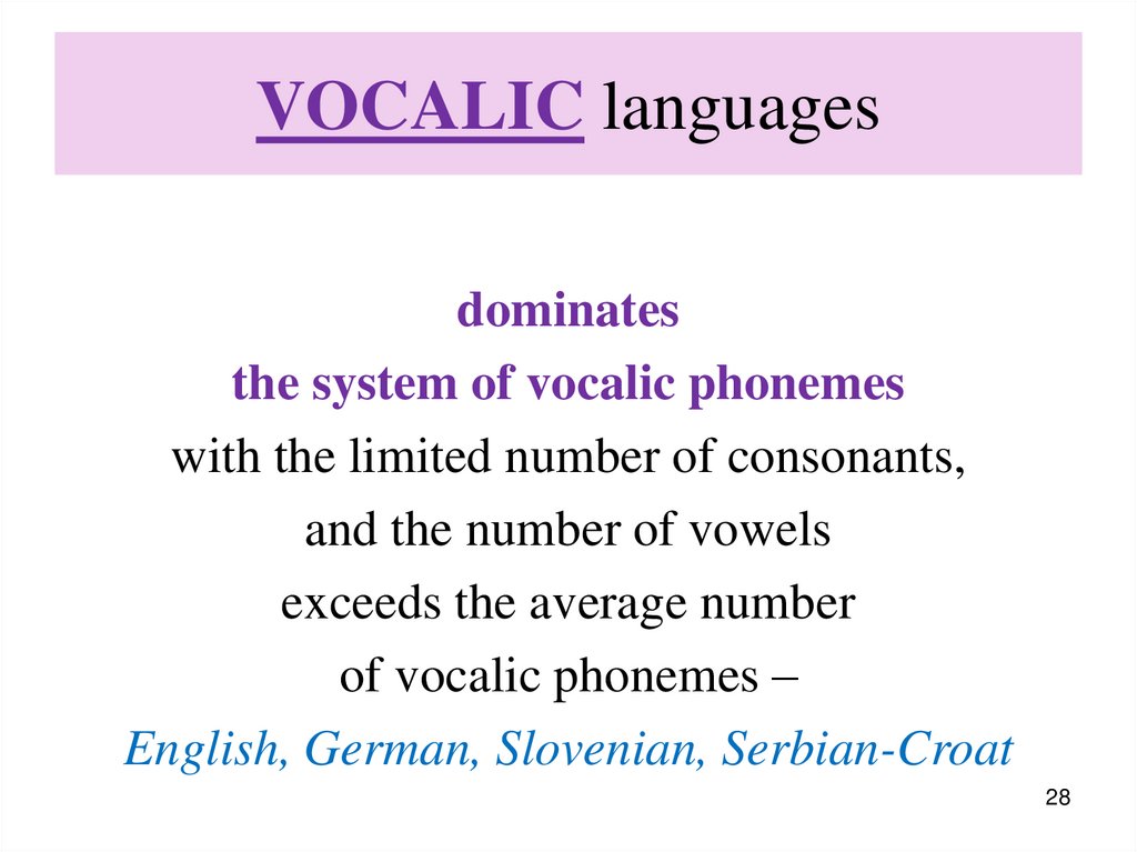 VOCALIC languages