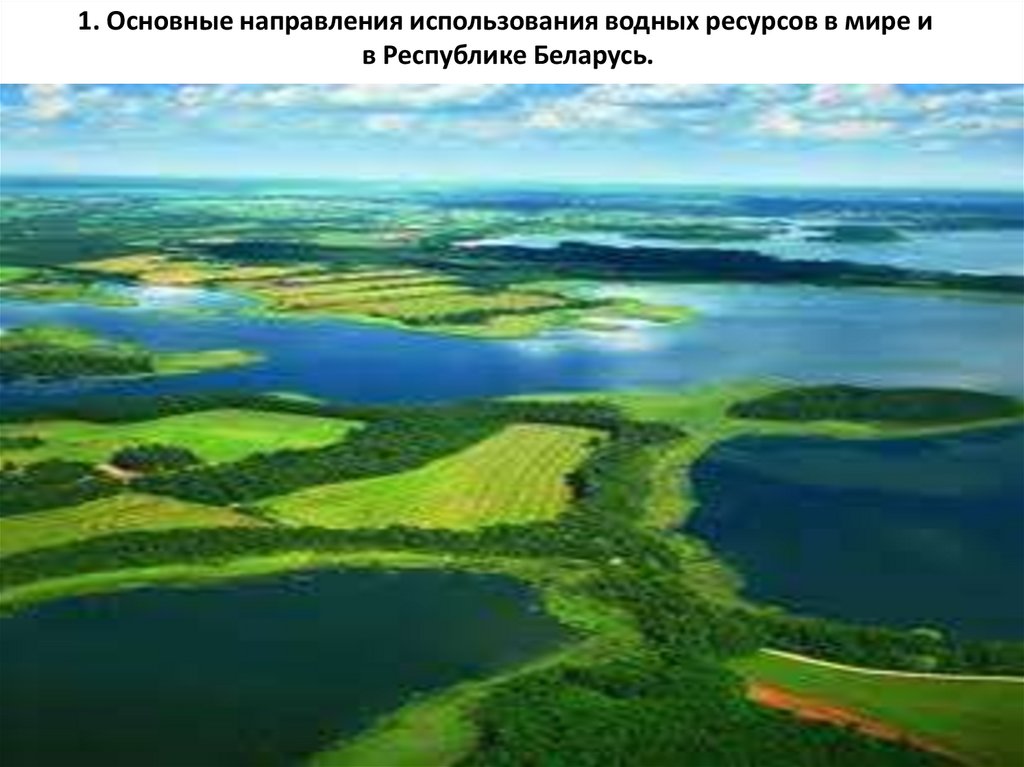 1. Основные направления использования водных ресурсов в мире и в Республике Беларусь.