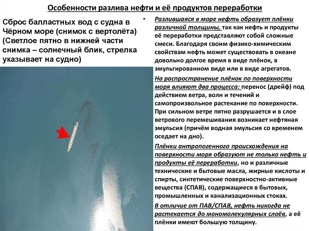 Особенности разлива нефти и её продуктов переработки