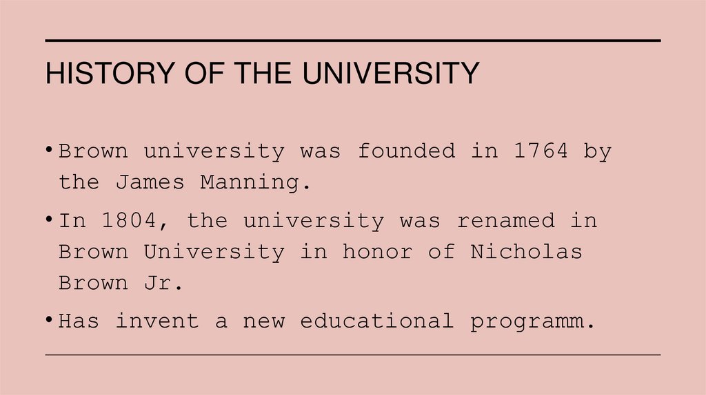 History of the university