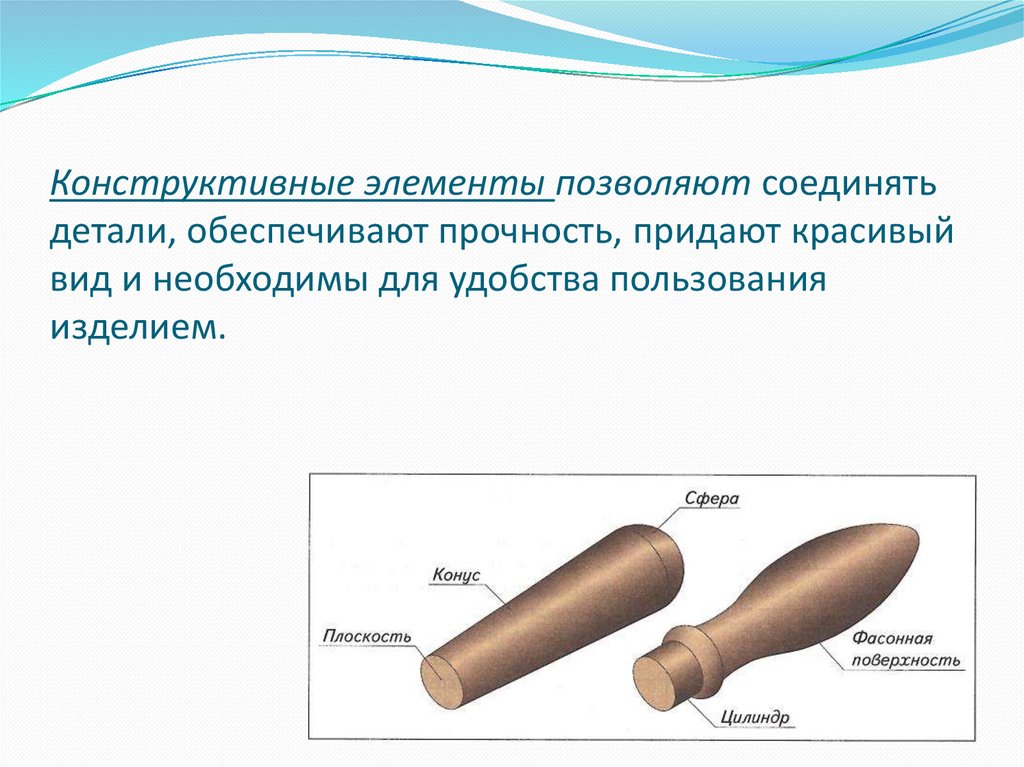 Конструктивные элементы позволяют соединять детали, обеспечивают прочность, придают красивый вид и необходимы для удобства
